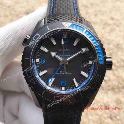 Swiss Replica Omega Planet Ocean 600M GMT 44mm Deep Black Blue